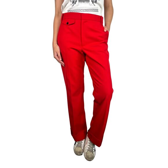 Zadig & Voltaire Poetia Turn-Up Hem Gabardine Trousers Red 34 - Picture 2 of 10